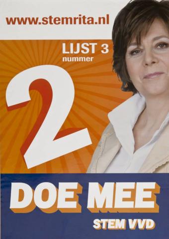 Affiche VVD Tweede Kamerverkiezingen 2006, met nr. 2 Rita Verdonk