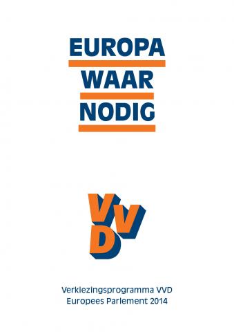 Voorkant VVD programma Europese verkiezingen 2014