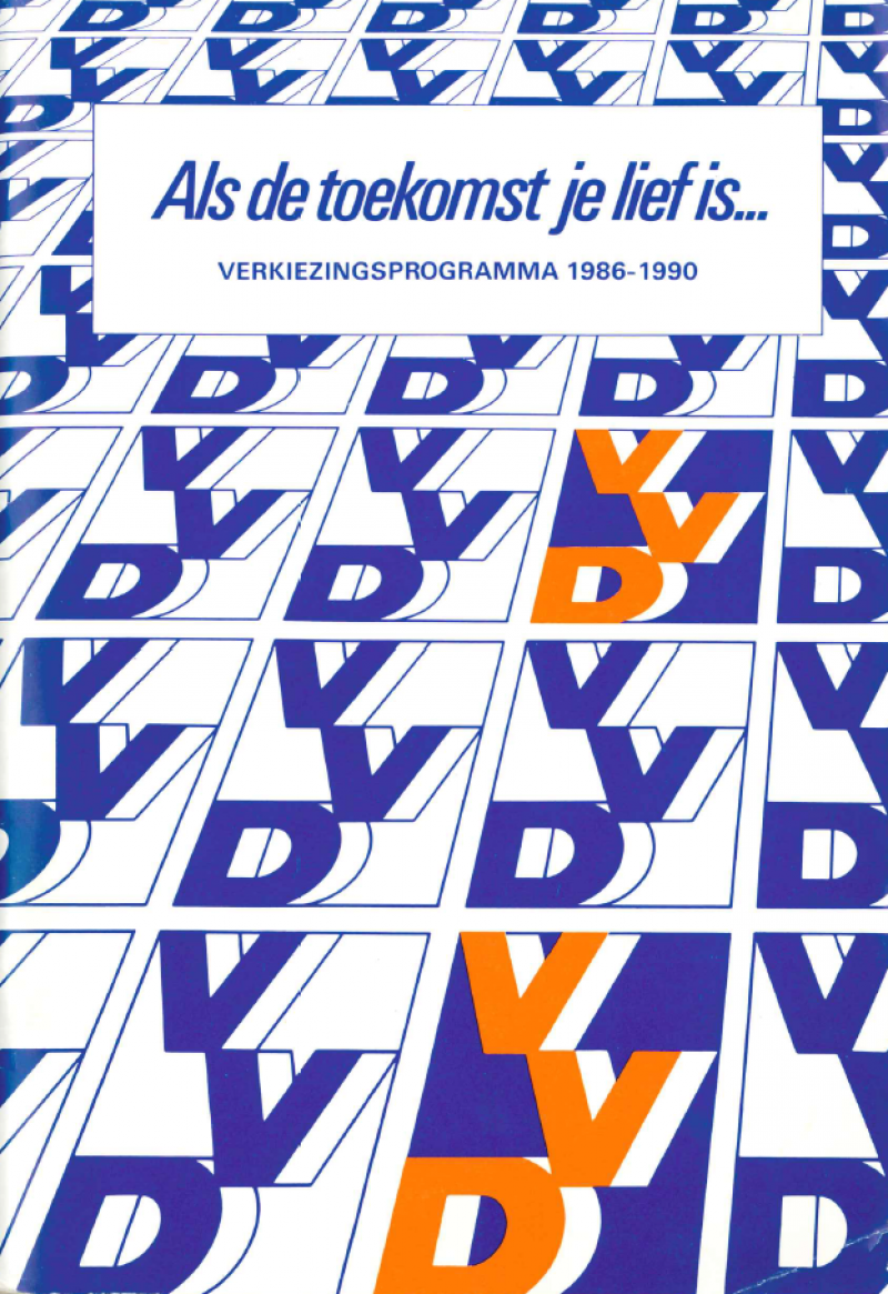 Omslag van het verkiezingsprogramma van de VVD van 1986.