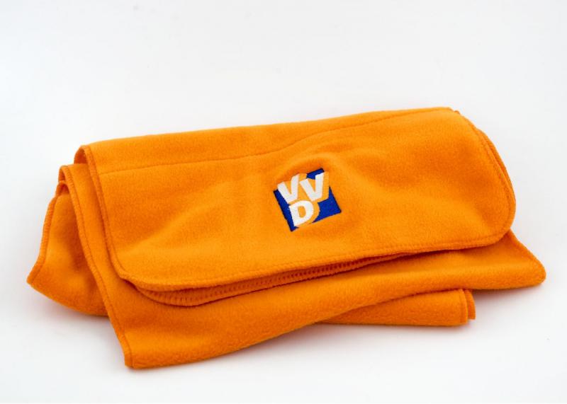 Sjaal met het nieuwe logo van de VVD